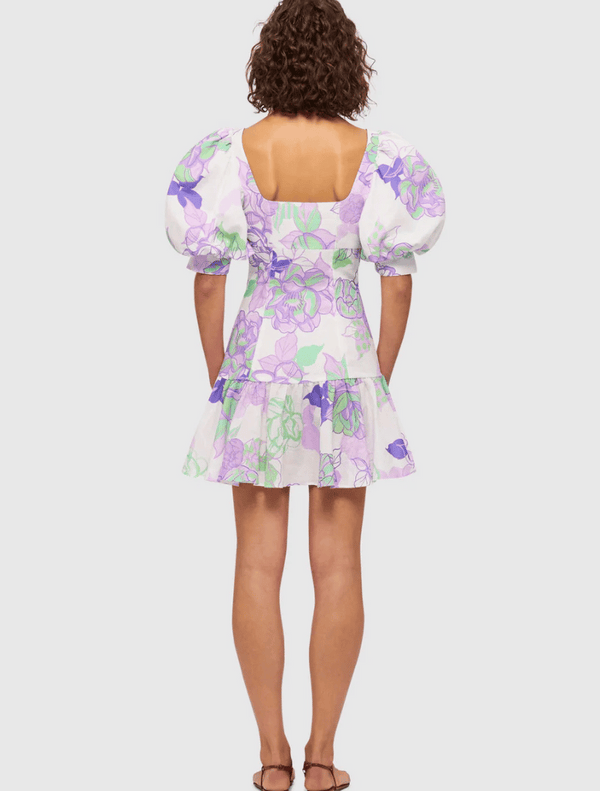 Hailey Square Neck Mini Dress - Begonia Print
