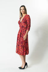 Horizons Wrap Front A-Line Dress - Red Leaf