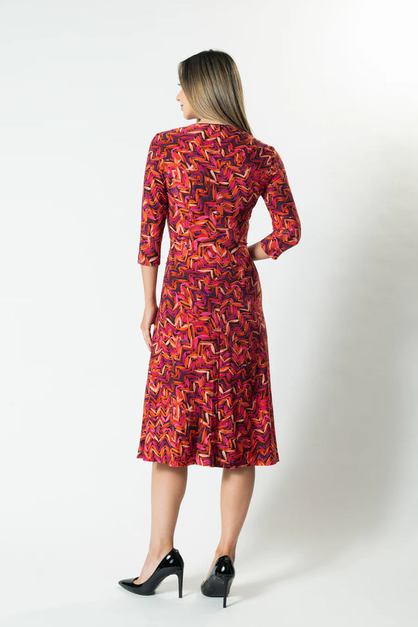 Horizons Wrap Front A-Line Dress - Red Leaf
