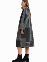 Long patchwork wool coat
