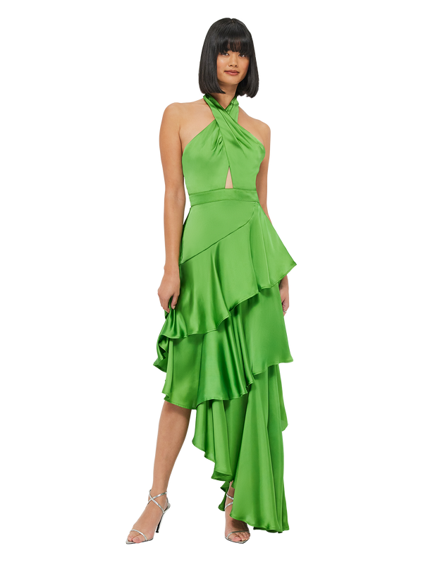 Naomi Asymmetric Halterneck Dress - Tropical