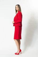 Madison Standing Collar Button Jacket - Red