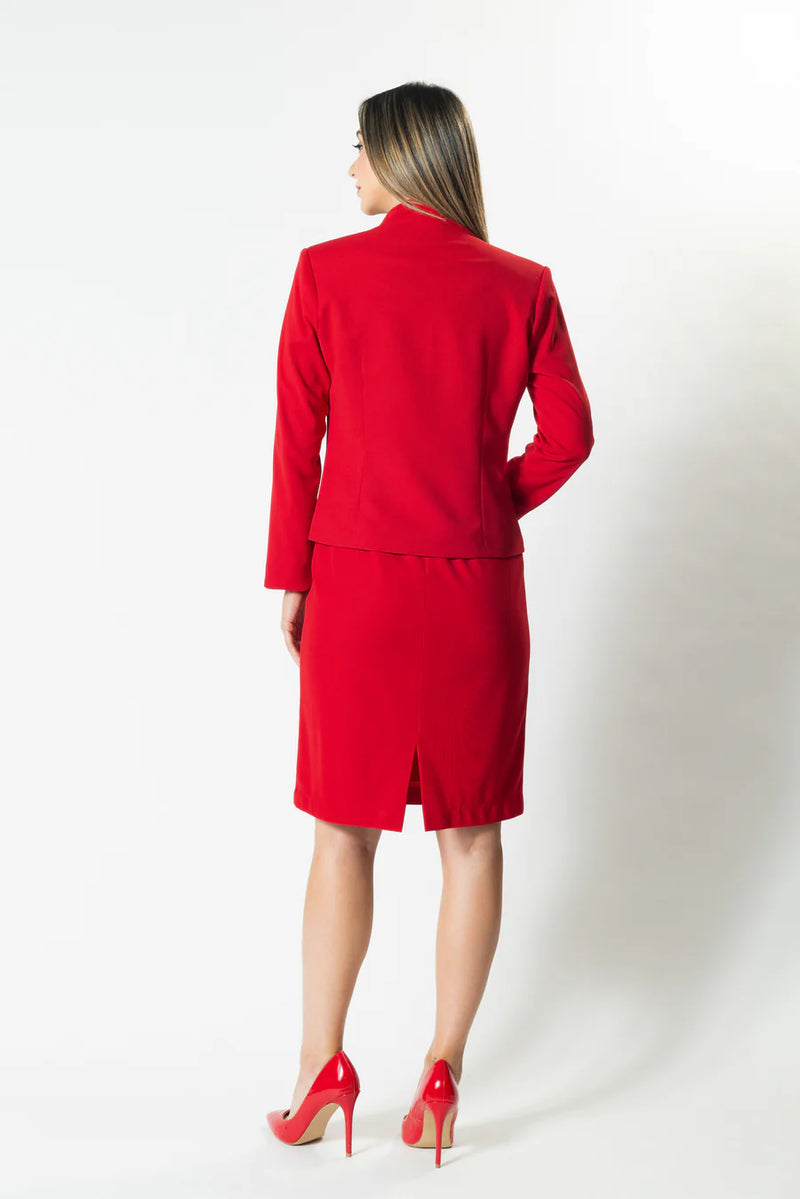 Madison Standing Collar Button Jacket - Red