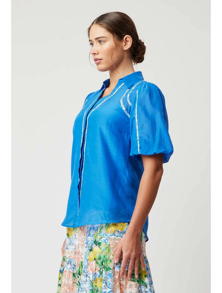 Nerano Cotton Silk Shirt - Azure
