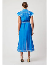 Panama Cotton Silk Maxi Dress - Azure