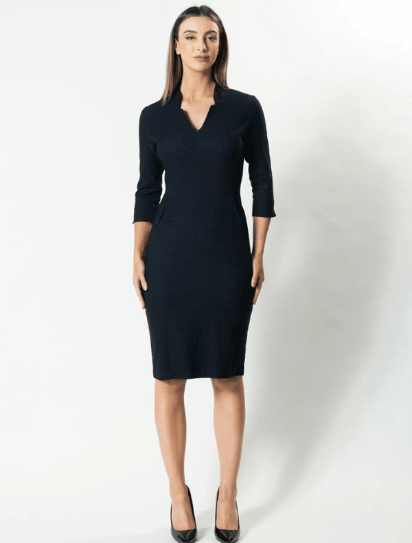 Louis 3/4 Sleeve Suit Dress - Navy/Black