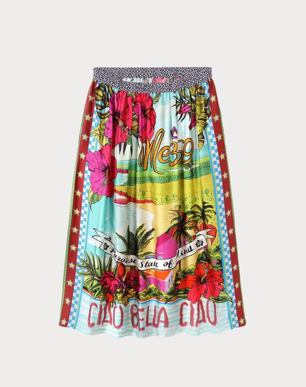 Vanessa Printed  Midi Skirt - Love