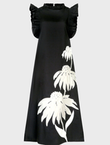 Three-Mendous Blooms Dress - Black & Cream