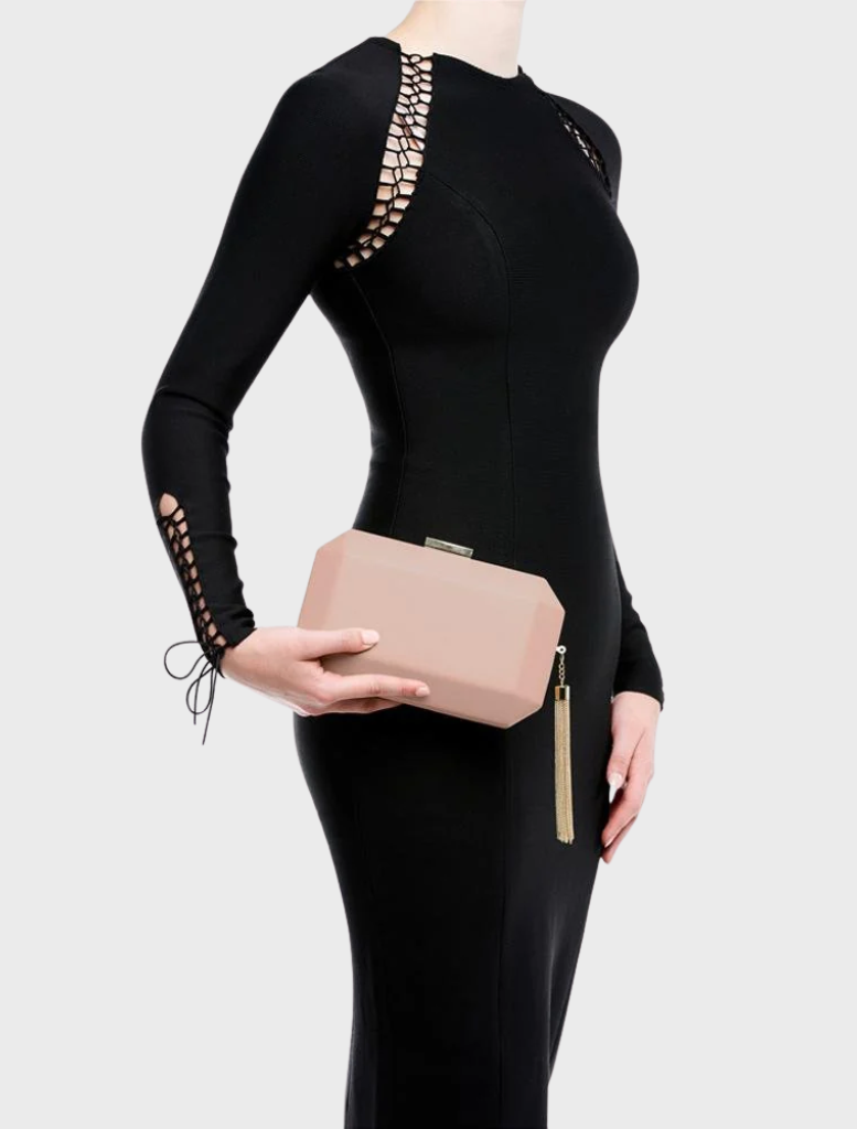 Lia Facetted Clutch - Blush/Gold Hardware