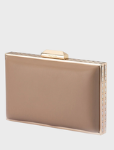 Sammi Crystal Frame Clutch - Natural