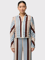 Delray Reversible Printed Linen Jacket - Nautilus Bloom / Iridescent Stripe