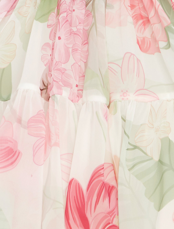 Sadie Structured Tie Back Mini Dress - Botanical Print