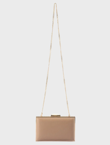 Sammi Crystal Frame Clutch - Natural