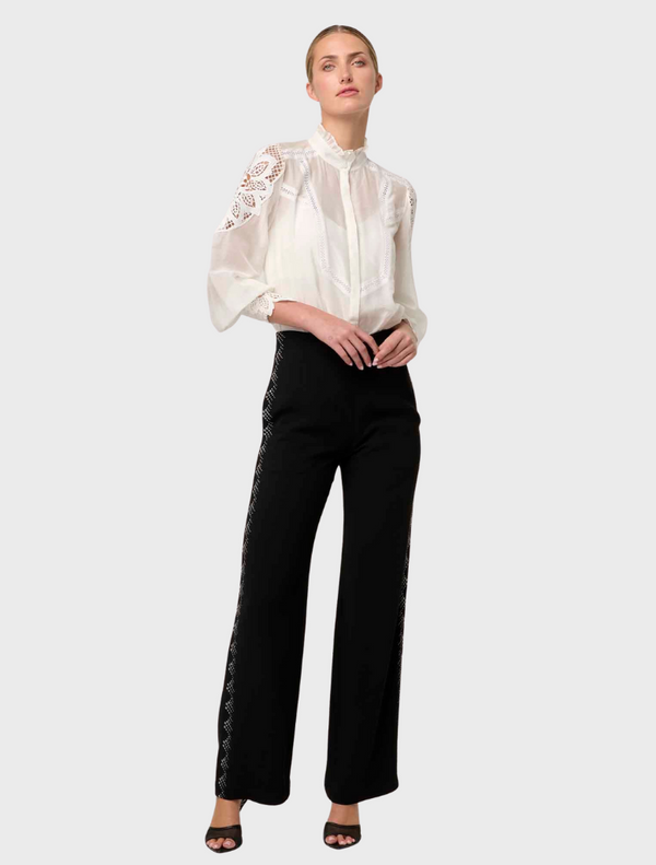Elvira Viscose Stretch Crepe Pant - Onyx