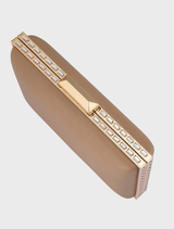 Sammi Crystal Frame Clutch - Natural