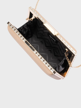 Sammi Crystal Frame Clutch - Natural