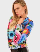 I Believe In Angels Cowl Neck Top - Black Multi