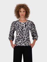 Sweatshirt With Leopard Print - Greige Pattern