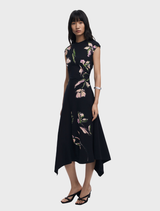 Sleeveless Dress - Black Floral Print