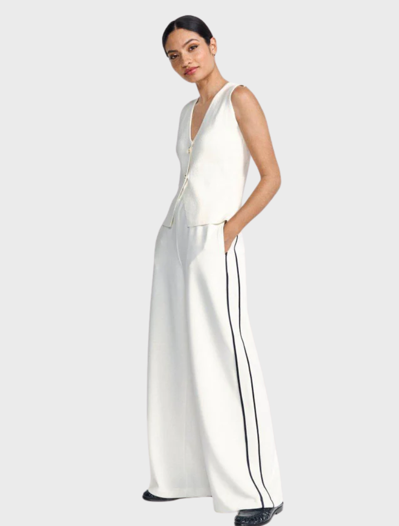 Fabric Trousers In Jogger Style  - Pearl White