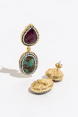 Olivia Earrings – Ruby & Turquoise