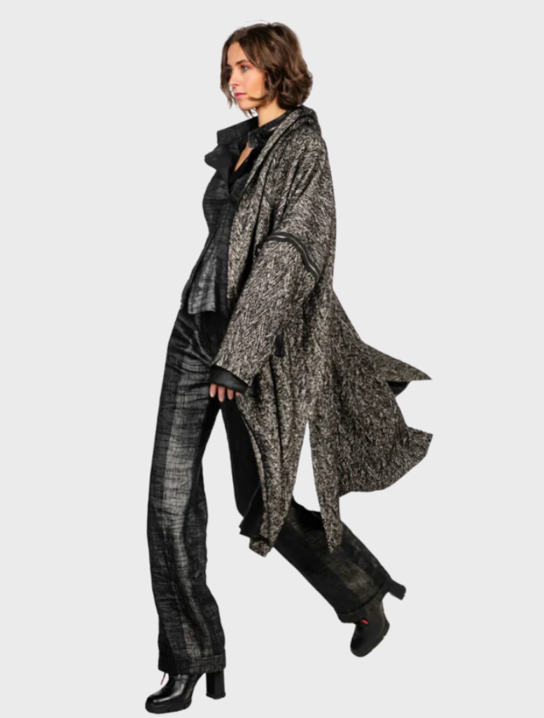 Herringbone Coat - Black Natural