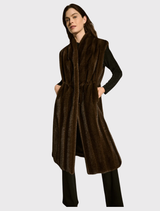 Straight Fit Faux Fur Vest - Brown