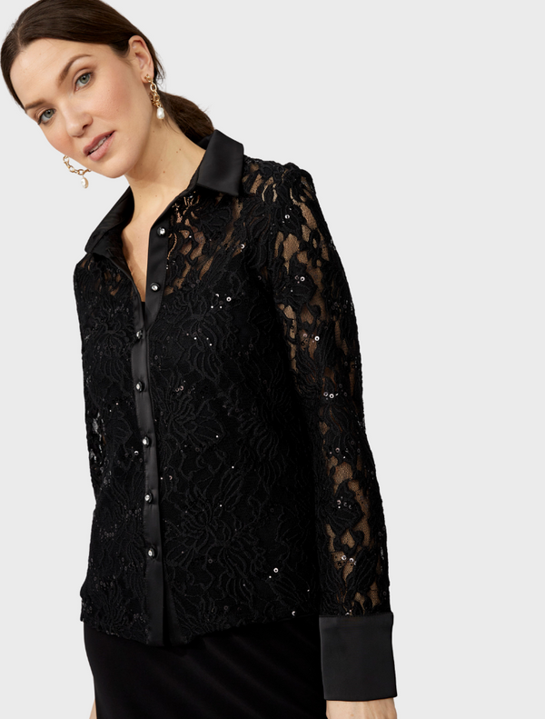 Women's LS Knit Blouse - Black