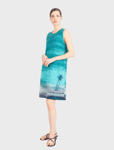 Dress, Urban Sun Pattern - Navy aqua