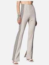 High Waisted Colour Block Slim Pants - Grey