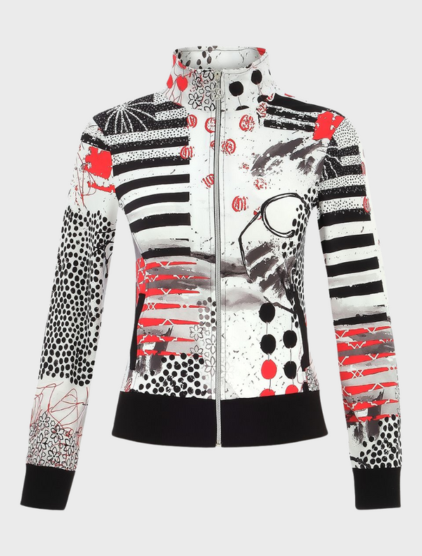 Coral Shards Art Zip Jacket - Red/White 25756