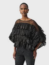 Crystal Organza Novelty Top - Black