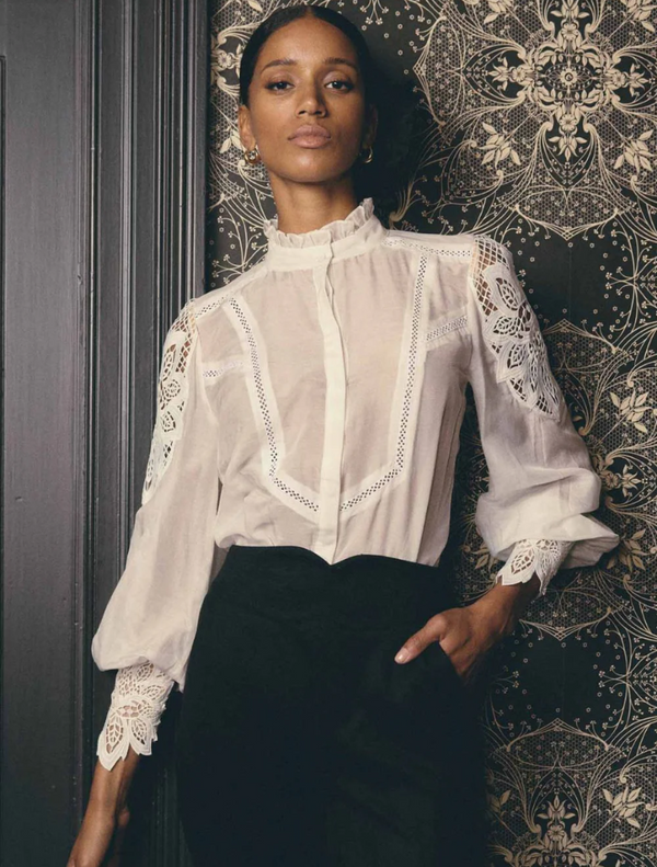 Sevilla Cotton Silk Custom Lace Detail Shirt – Blanca