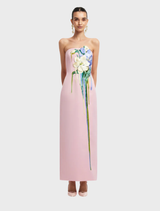 Rayna Embroidered Bustier Maxi Dress - Pastel Pink