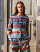 Jacquard Cardigan, Mediterranean Motif - Ink