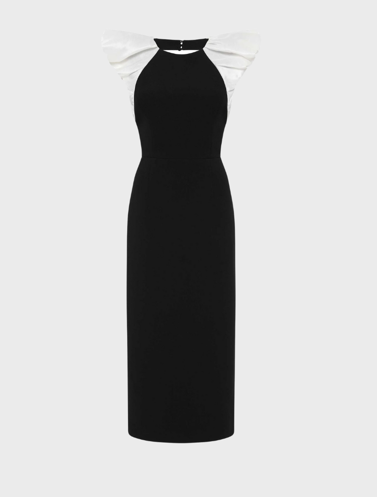 Eliza Puff Sleeve Midi Dress - Black
