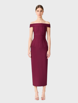Elena Strapless Gown - Plum Red