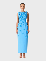 Dali Floral Applique Gown - Blue