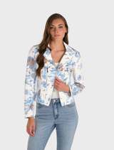 Woven Jacket - Ivory/Blue