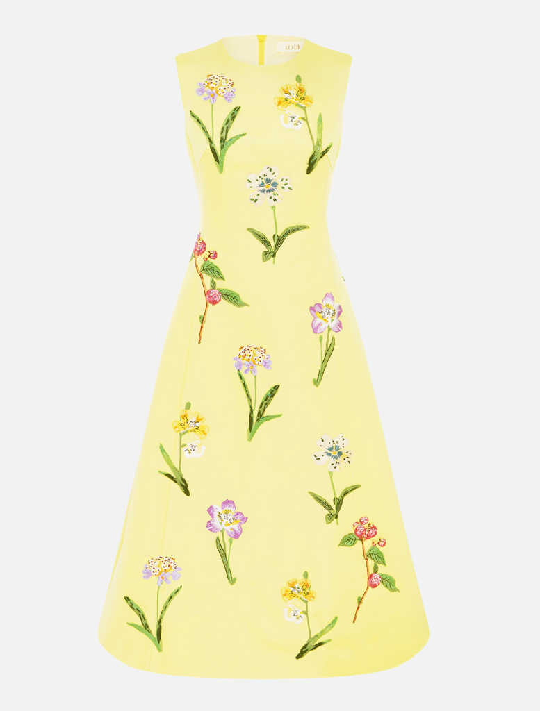 Cleo Midi Dress - Wild Flower In Sorbet Yellow