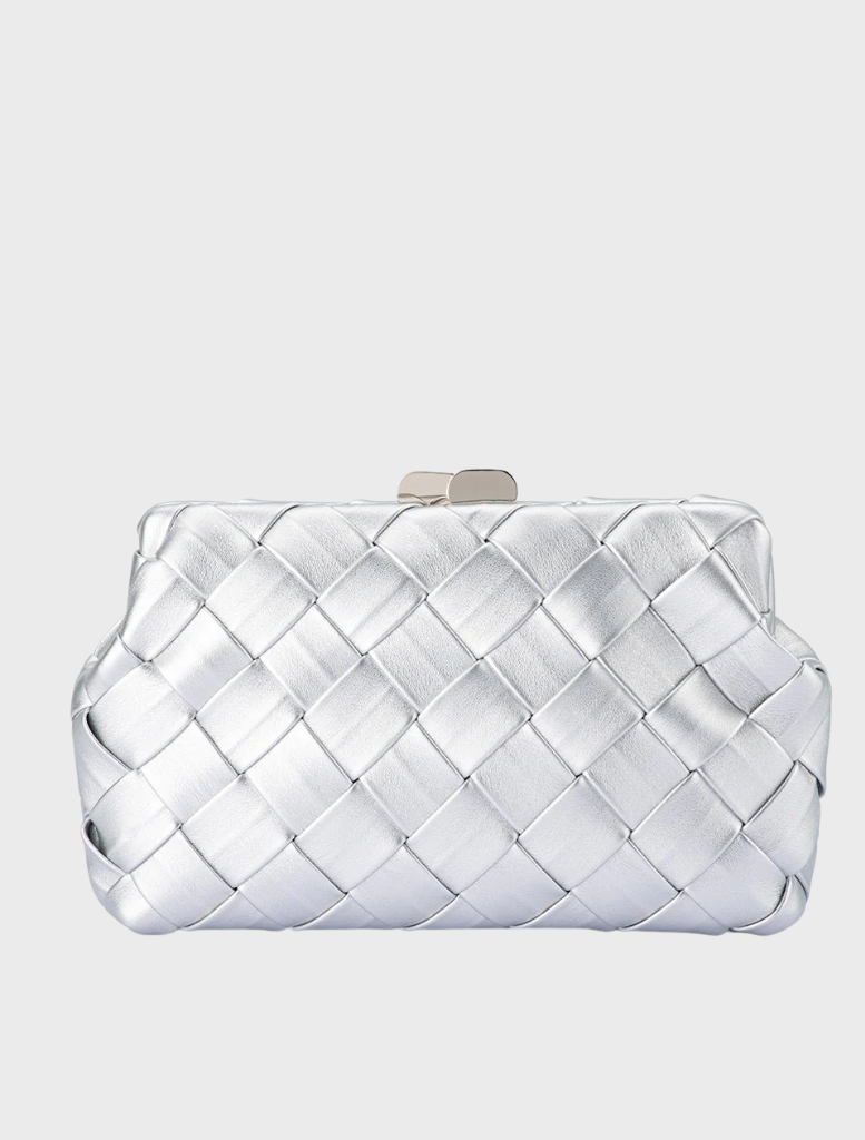 Quinn Woven Clutch - Silver