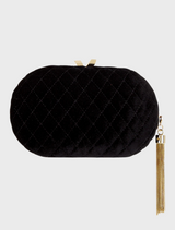 Rikki Quilted Velvet Clutch - Black
