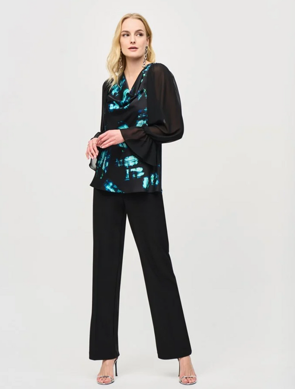 Wide-Leg Pull-On Pants - Black