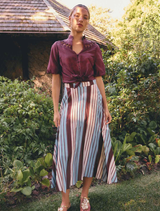 Iris Viscose Blend Skirt - Iridescent Stripe