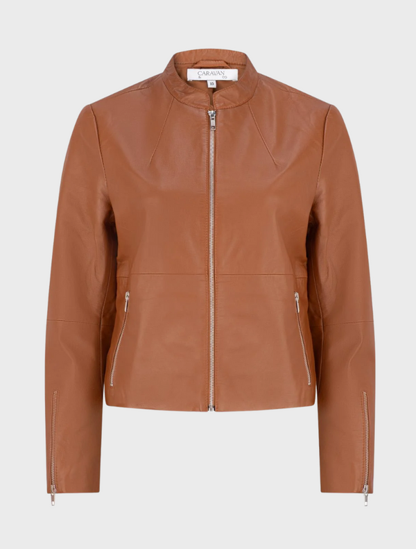 Hudson Leather Bomber Jacket - Husk