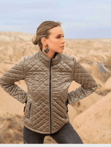 Metallic Quilted Zip Jacket - Taupe