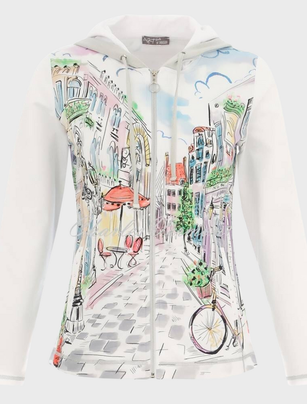 Dolcezza 'Sunday Afternoon' Hooded Zip Jacket - White / Multi 25727