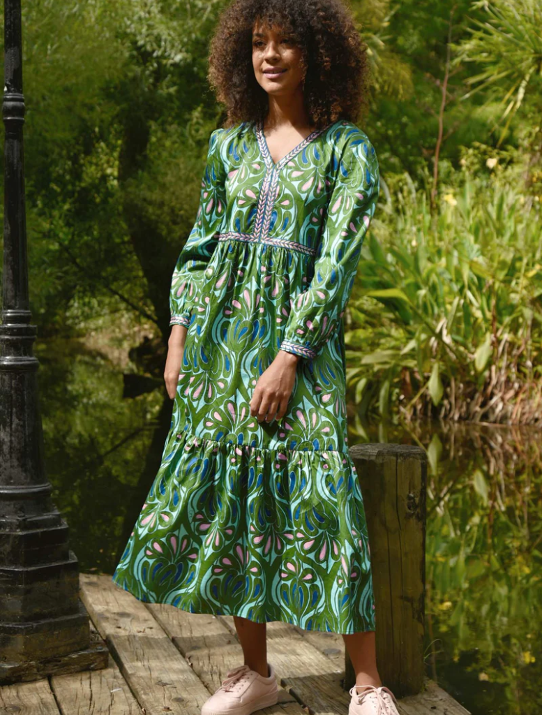 Tier She Goes Dress - Green/Blue
