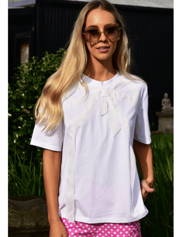 Tee A Bow Top - White