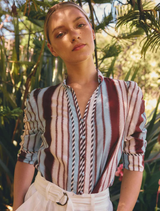 Calantha Cotton Silk Shirt - Iridescent Stripe